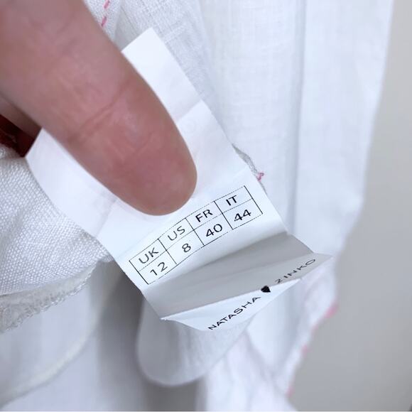 Natasha Zinko Linen Embroidered Beaded Tunic (Sz FR 40 / US 8) White / Pink - Picture 15 of 16